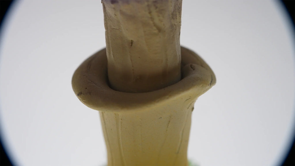 SPY26S6 • Handmade Magic Mushroom Decor on Thrifted Hexagon Glass Base (1 of 2)