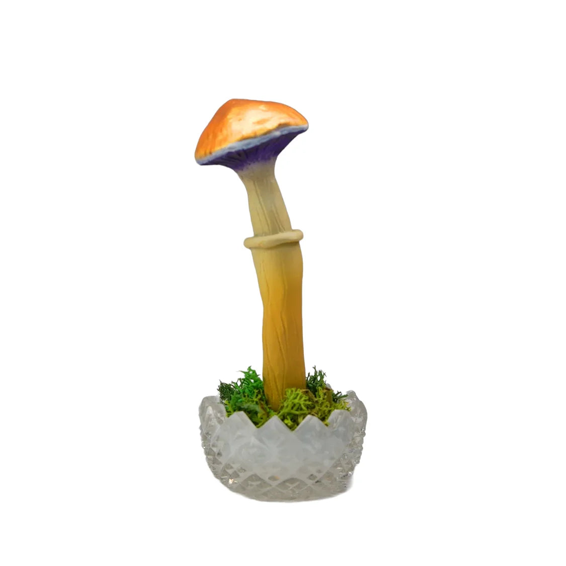 SPY26S10 • Handmade Magic Mushroom Decor Art on Thrifted Glass Base