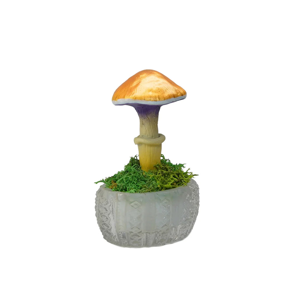 SPY26S3 • Handmade Magic Mushroom Decor on Thrifted Glass Oval Base (1 of 2)