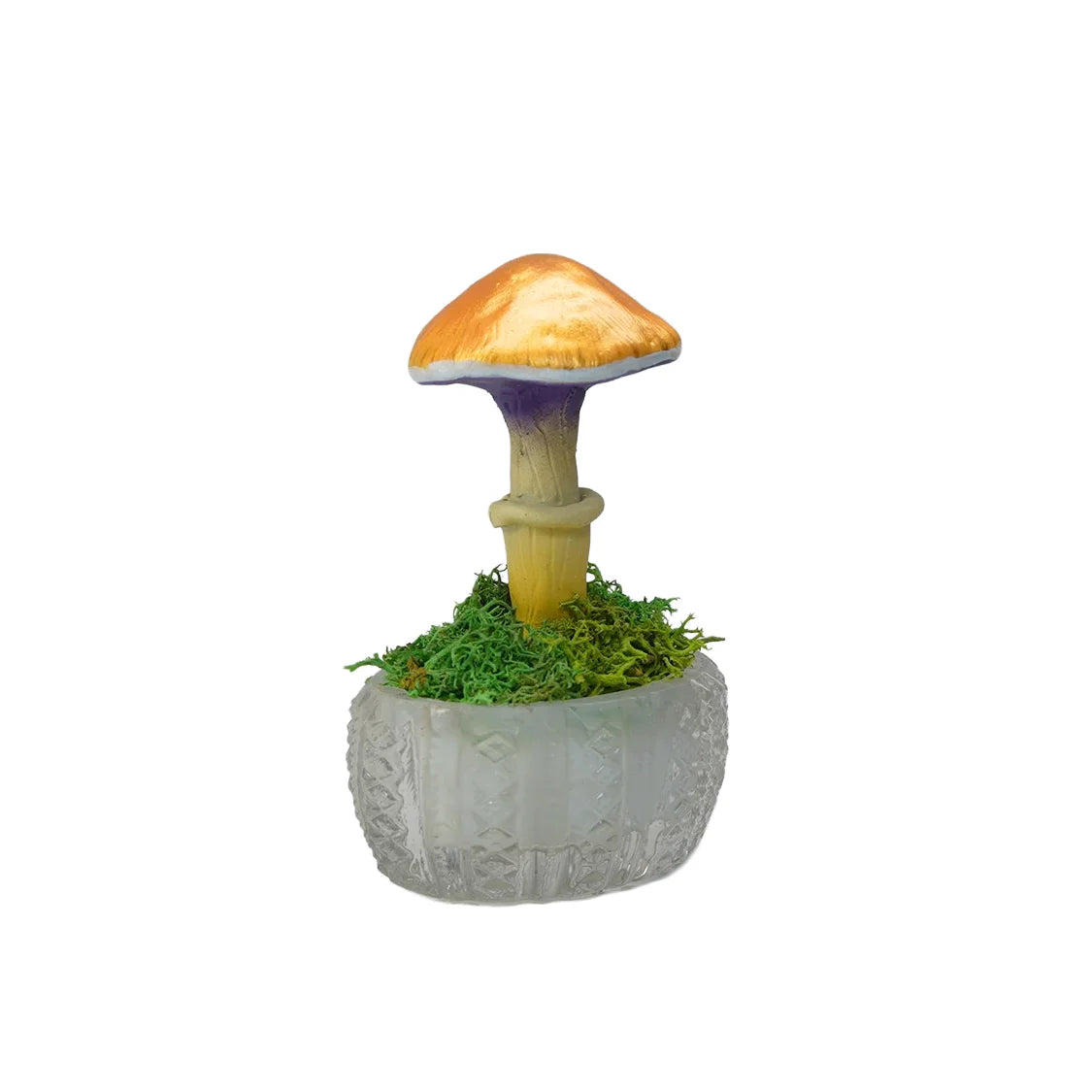 SPY26S3 • Handmade Magic Mushroom Decor on Thrifted Glass Oval Base (1 of 2)