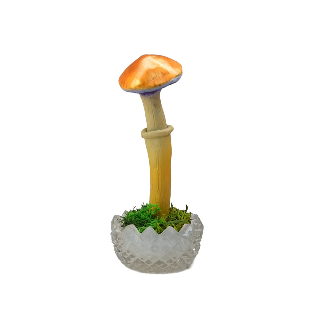 SPY26S10 • Handmade Magic Mushroom Decor Art on Thrifted Glass Base