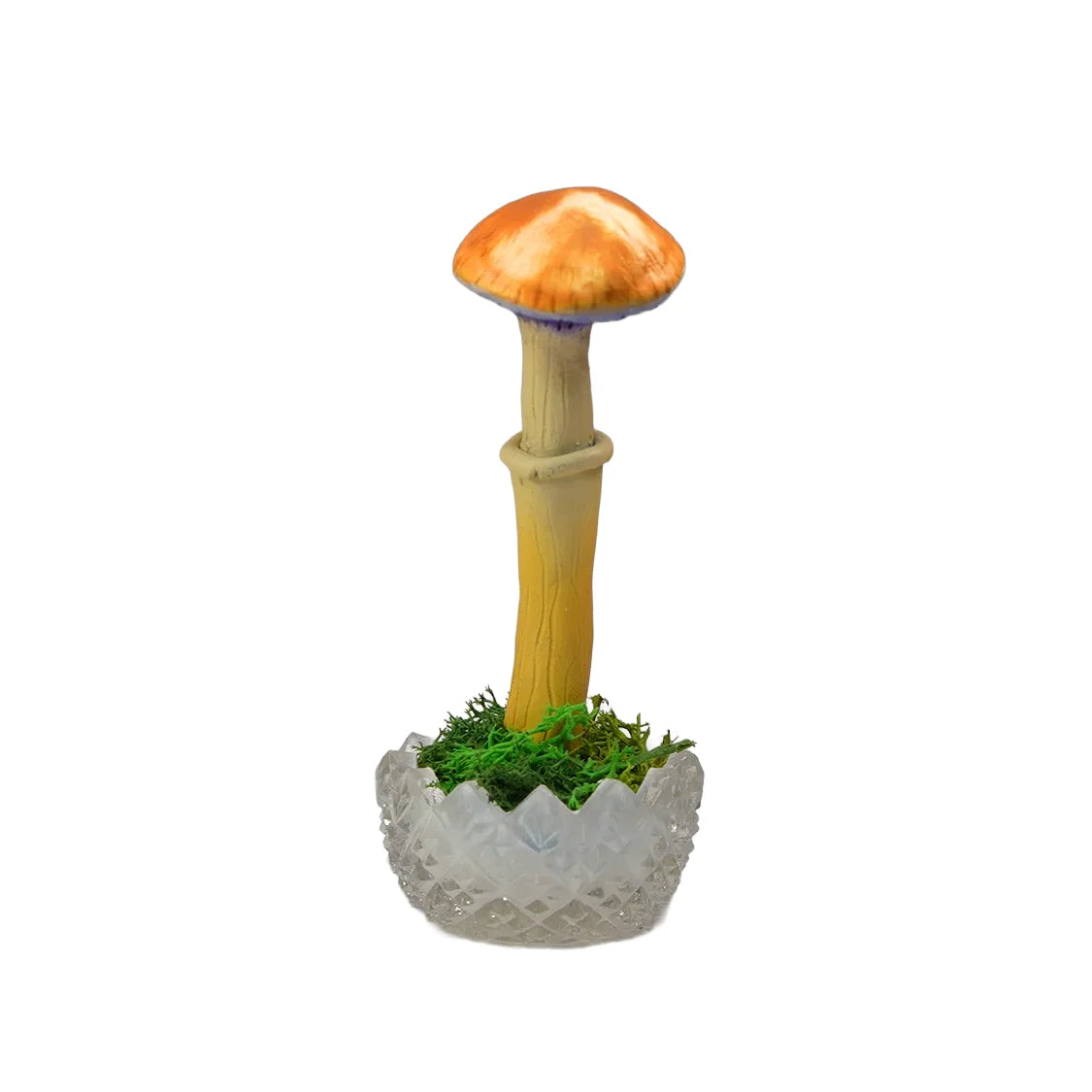 SPY26S10 • Handmade Magic Mushroom Decor Art on Thrifted Glass Base