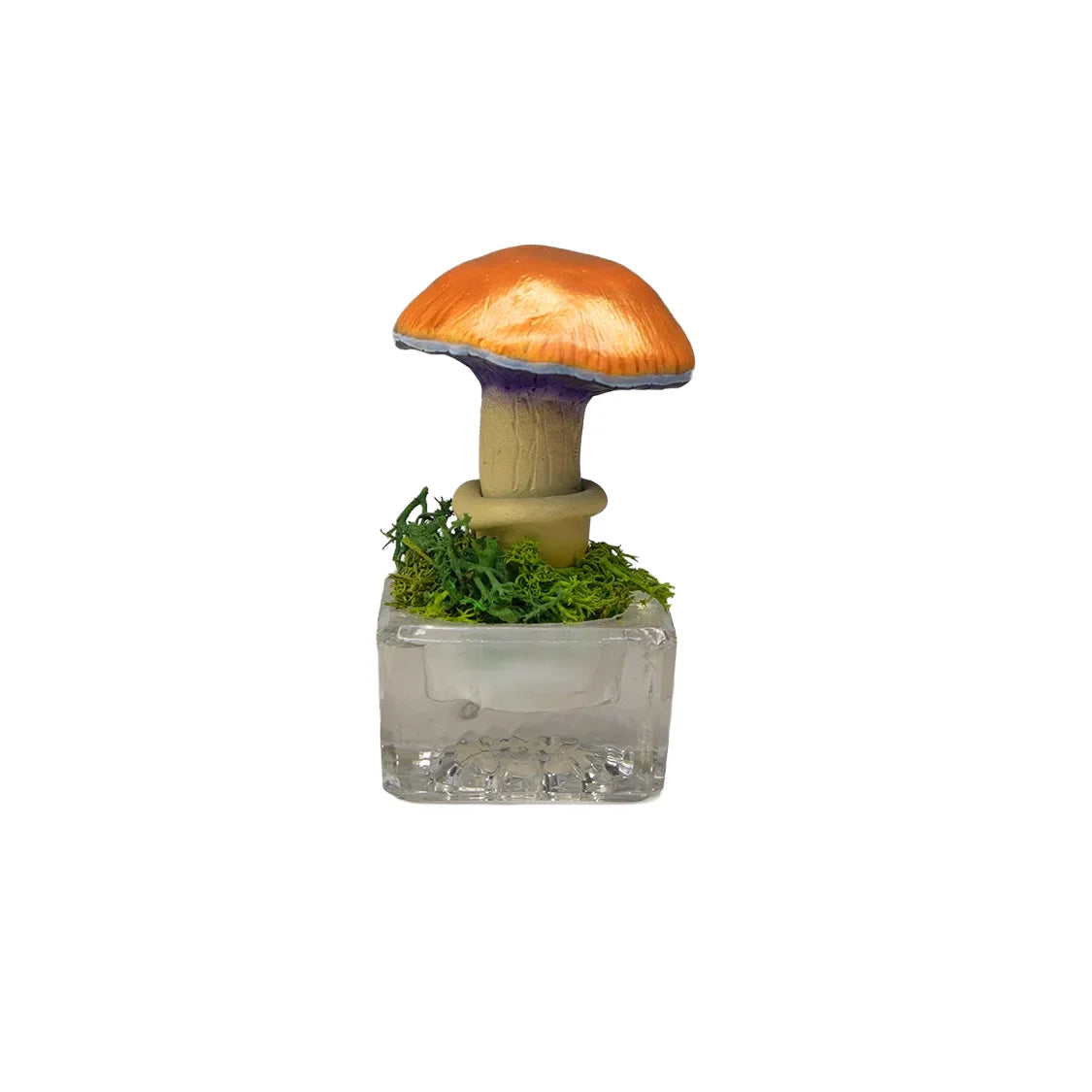 SPY26S9 • Handmade Magic Mushroom Decor Art on Thrifted Glass Base