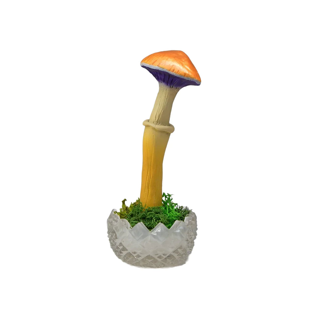 SPY26S10 • Handmade Magic Mushroom Decor Art on Thrifted Glass Base