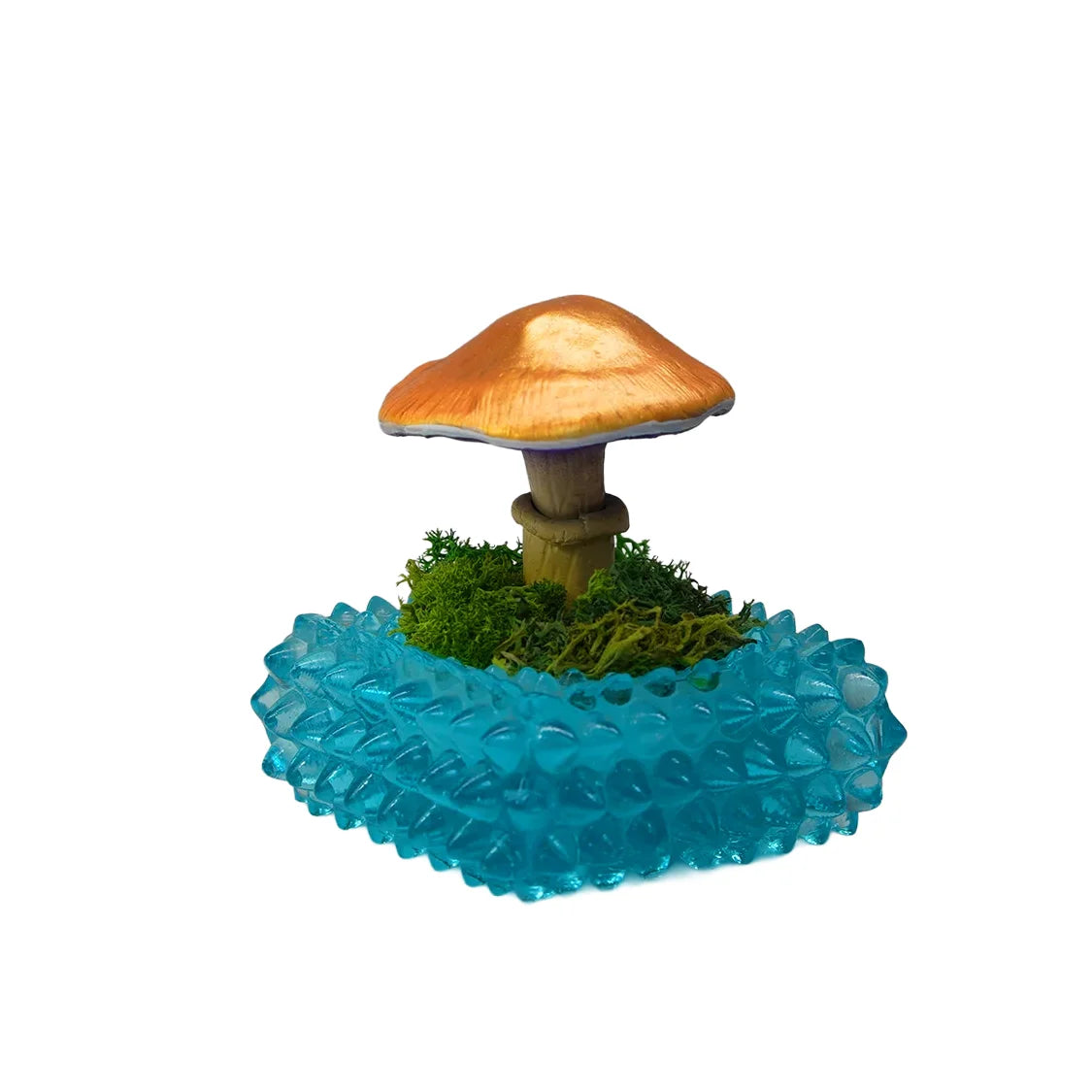 SPY26M3 • Handmade Magic Mushroom Decor Art on Thrifted Glass Base (1 of 2)