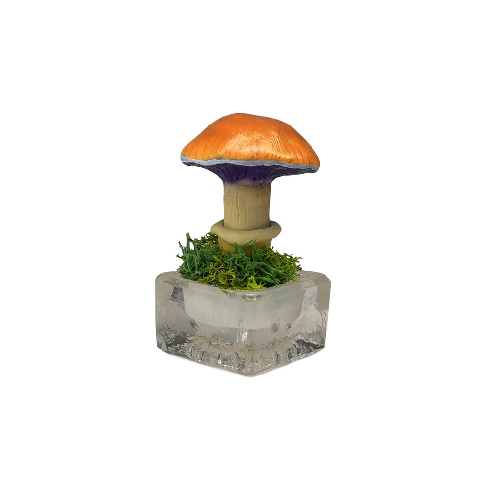 SPY26S9 • Handmade Magic Mushroom Decor Art on Thrifted Glass Base