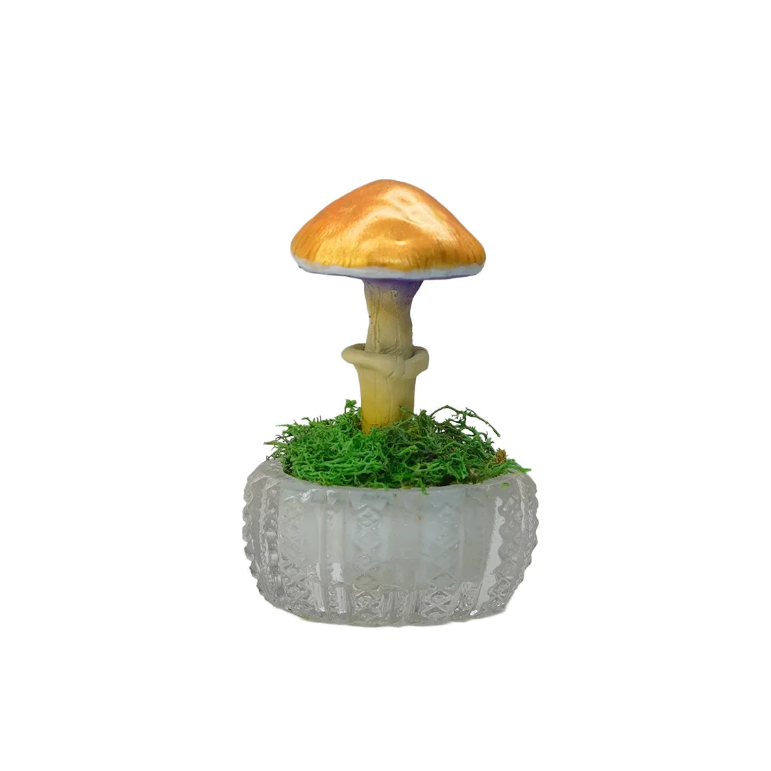 SPY26S3 • Handmade Magic Mushroom Decor on Thrifted Glass Oval Base (1 of 2)