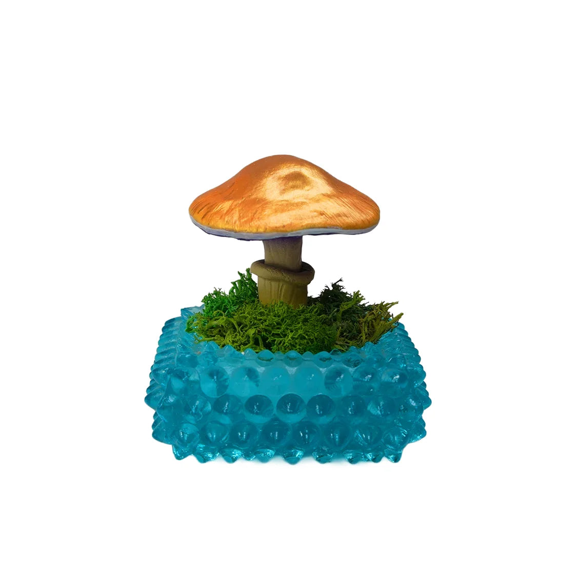 SPY26M3 • Handmade Magic Mushroom Decor Art on Thrifted Glass Base (1 of 2)