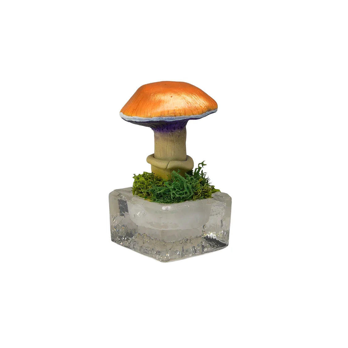 SPY26S9 • Handmade Magic Mushroom Decor Art on Thrifted Glass Base