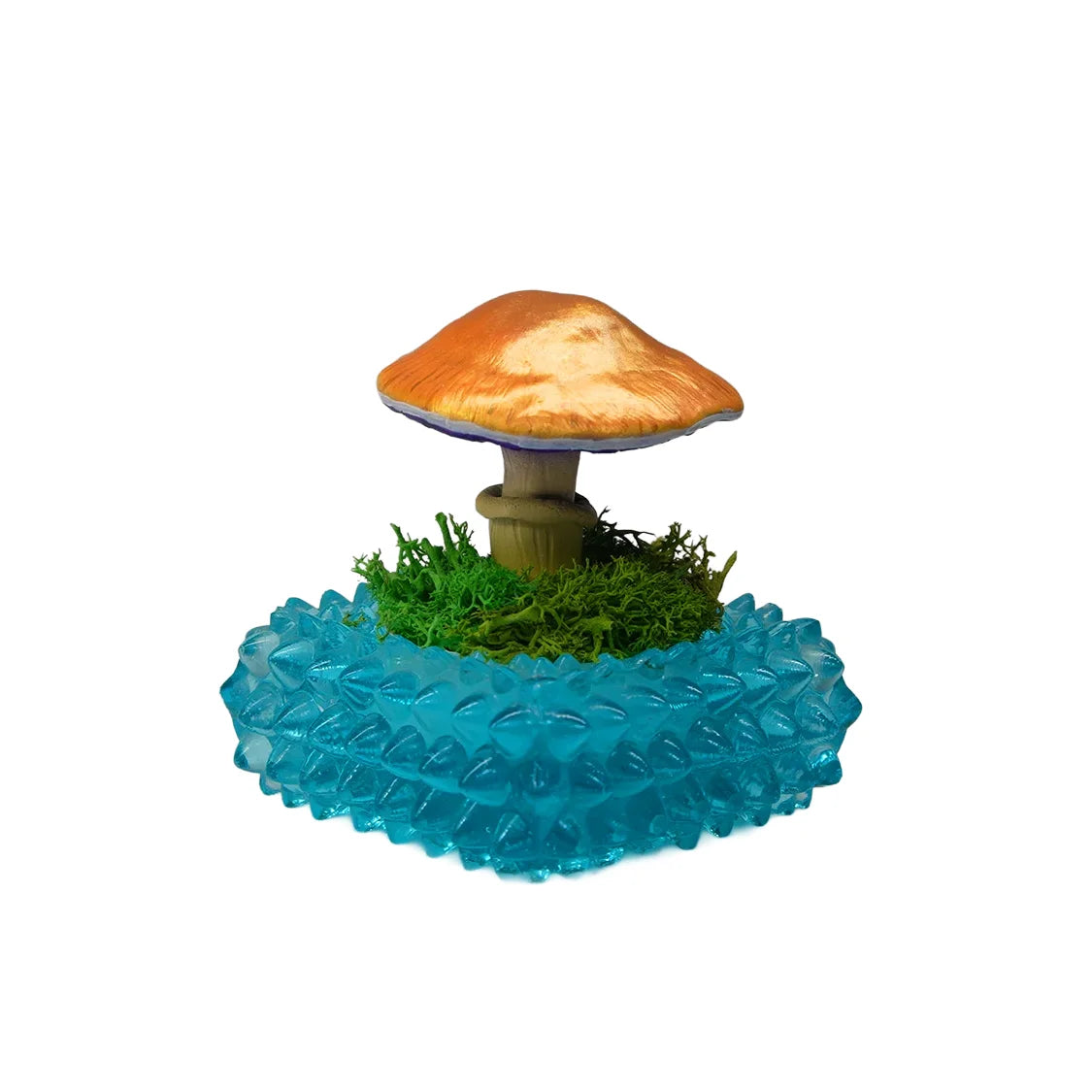 SPY26M3 • Handmade Magic Mushroom Decor Art on Thrifted Glass Base (1 of 2)