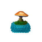 SPY26M3 • Handmade Magic Mushroom Decor Art on Thrifted Glass Base (1 of 2)