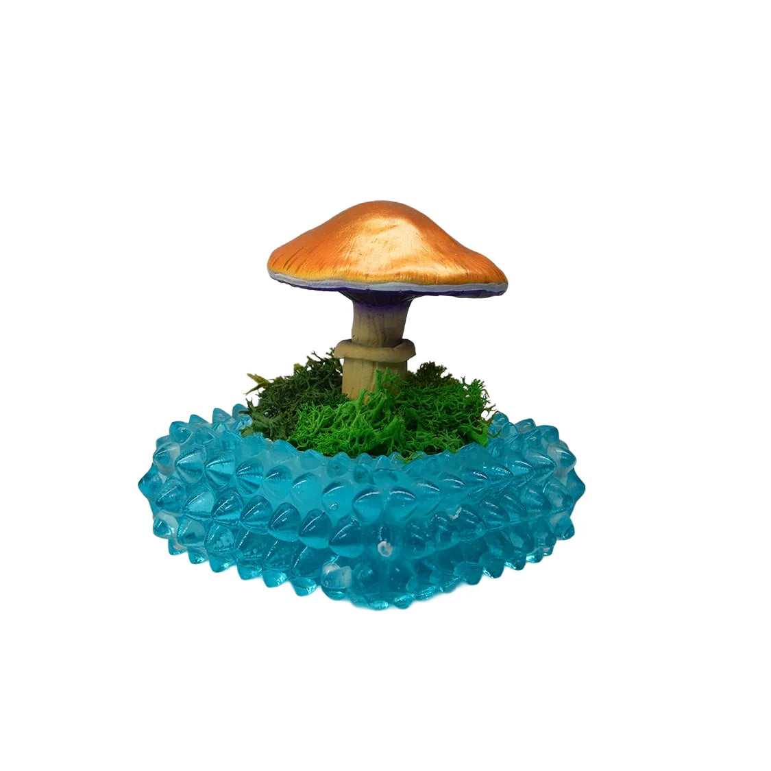 SPY26M3 • Handmade Magic Mushroom Decor Art on Thrifted Glass Base (1 of 2)