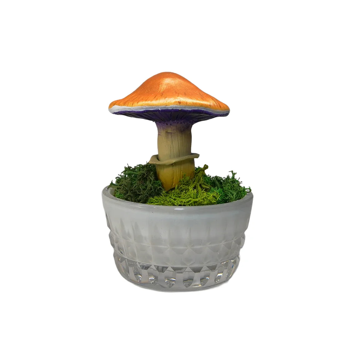 SPY26M5 • Handmade Magic Mushroom Decor Art on Thrifted Glass Base