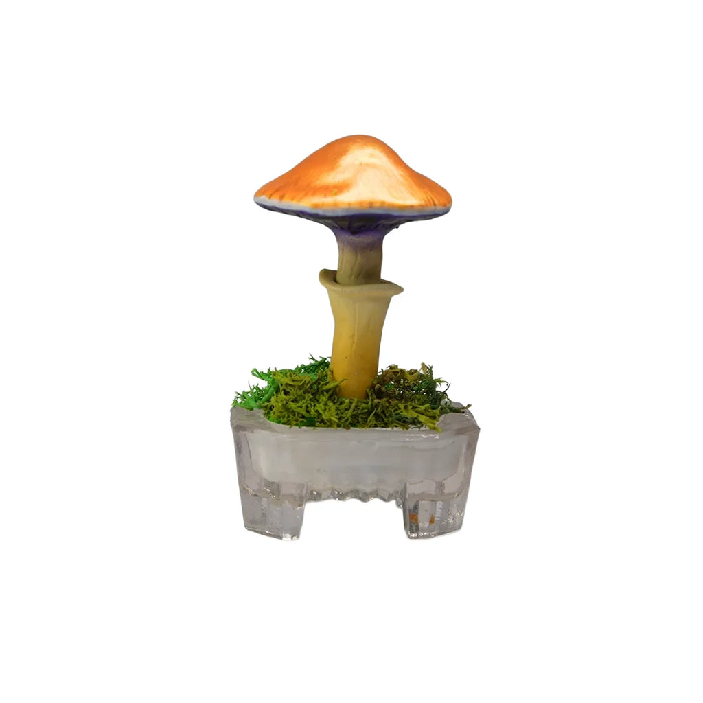 SPY26S8 • Handmade Magic Mushroom Decor Art on Thrifted Glass Base