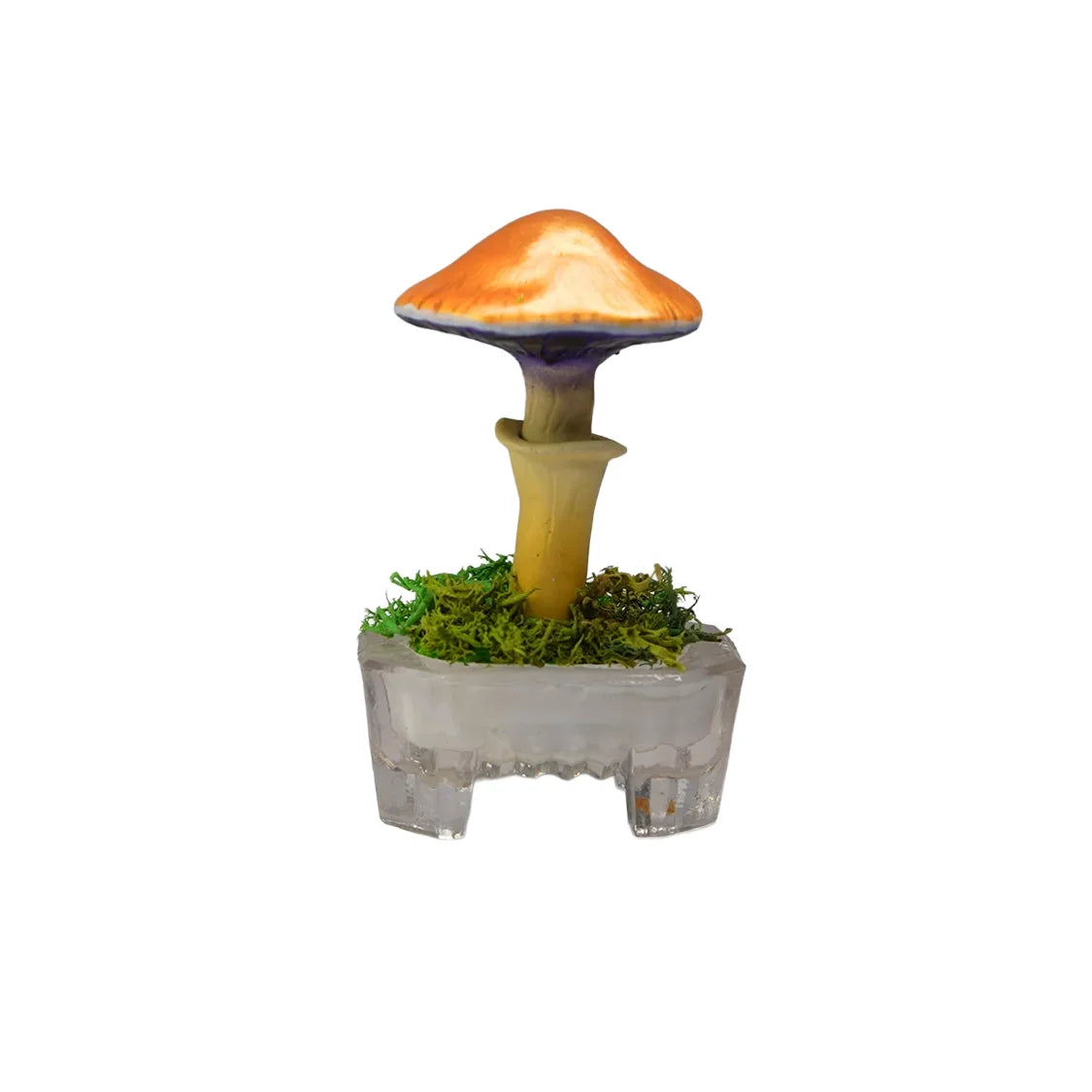 SPY26S8 • Handmade Magic Mushroom Decor Art on Thrifted Glass Base