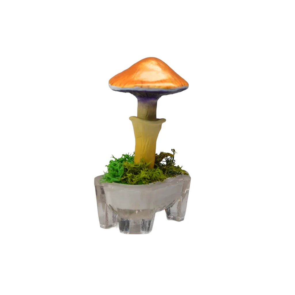 SPY26S8 • Handmade Magic Mushroom Decor Art on Thrifted Glass Base