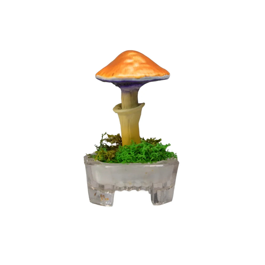 SPY26S8 • Handmade Magic Mushroom Decor Art on Thrifted Glass Base