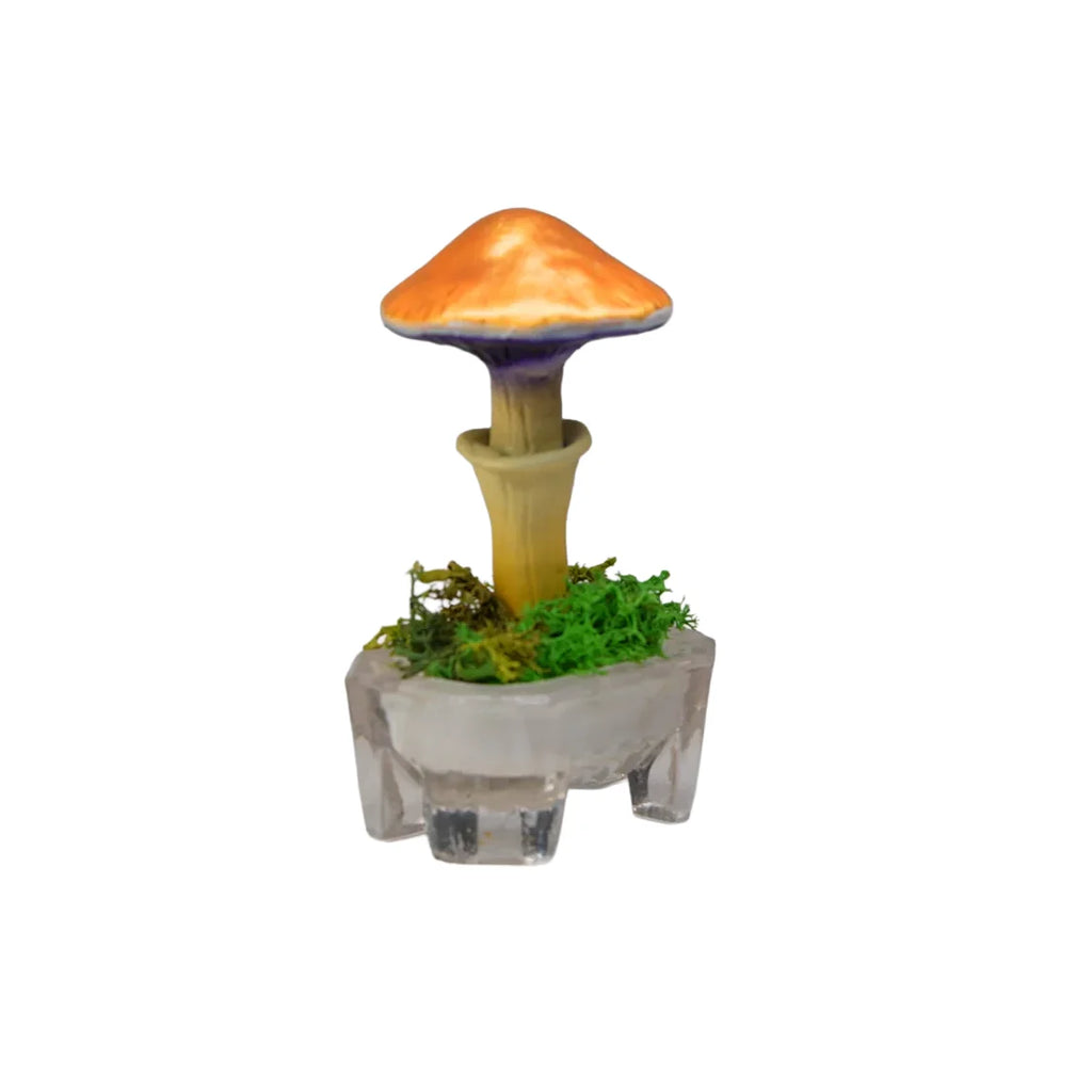 SPY26S8 • Handmade Magic Mushroom Decor Art on Thrifted Glass Base