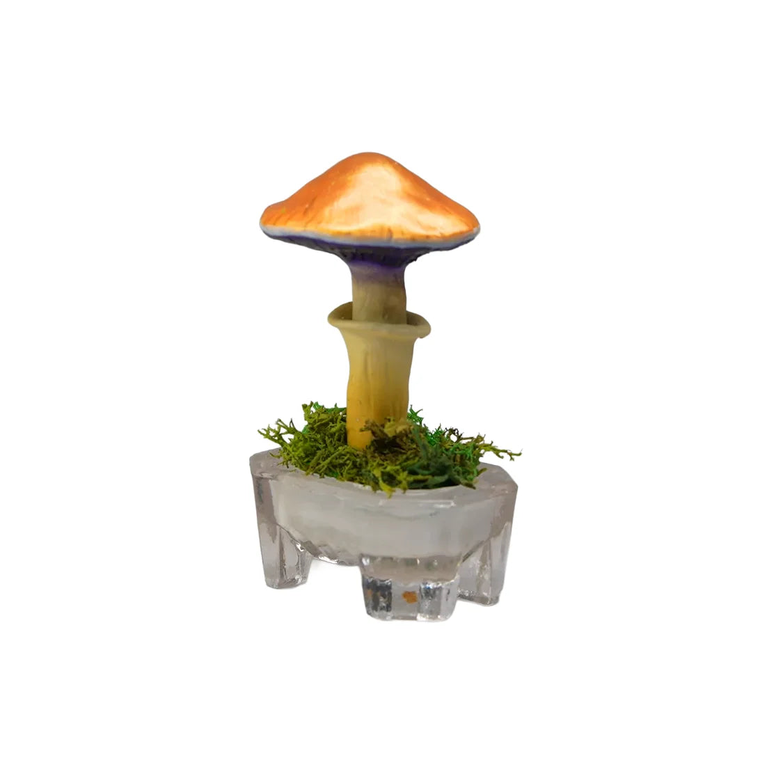 SPY26S8 • Handmade Magic Mushroom Decor Art on Thrifted Glass Base