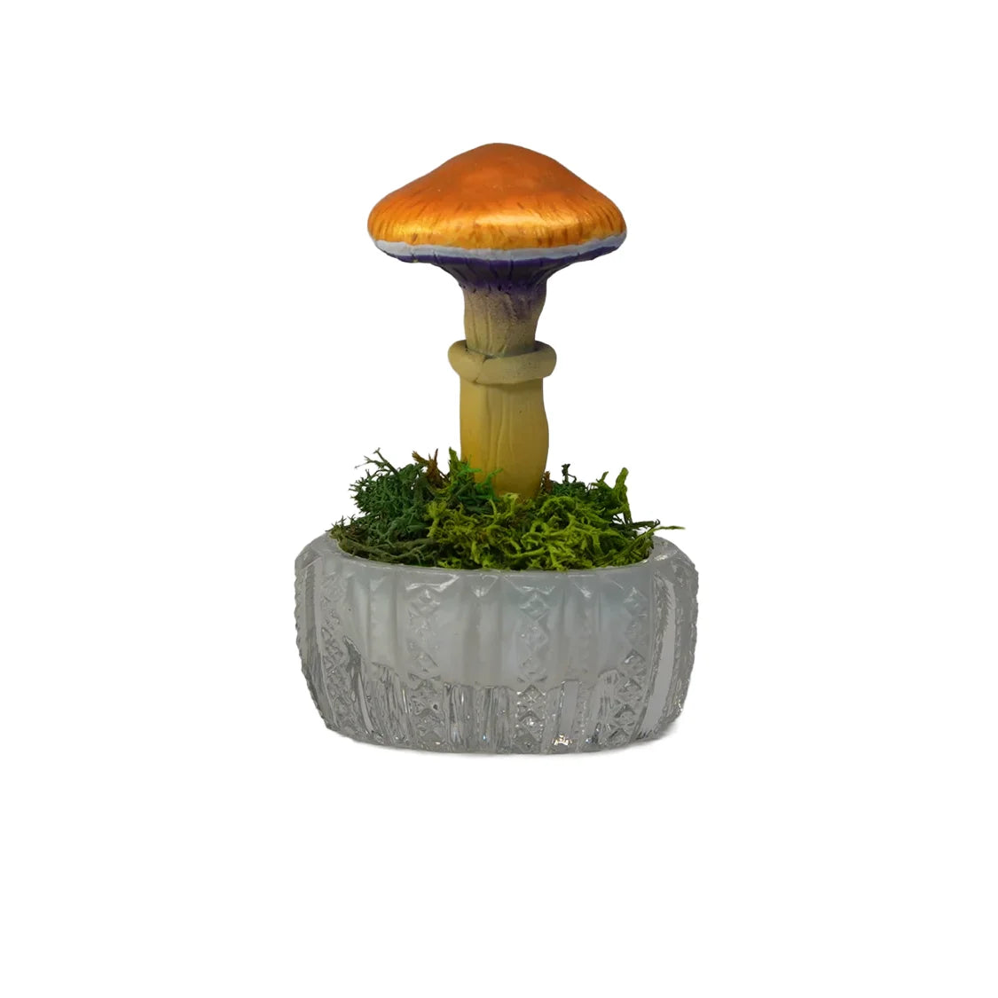 SPY26S4 • Handmade Magic Mushroom Decor on Thrifted Glass Oval Base (2 of 2)
