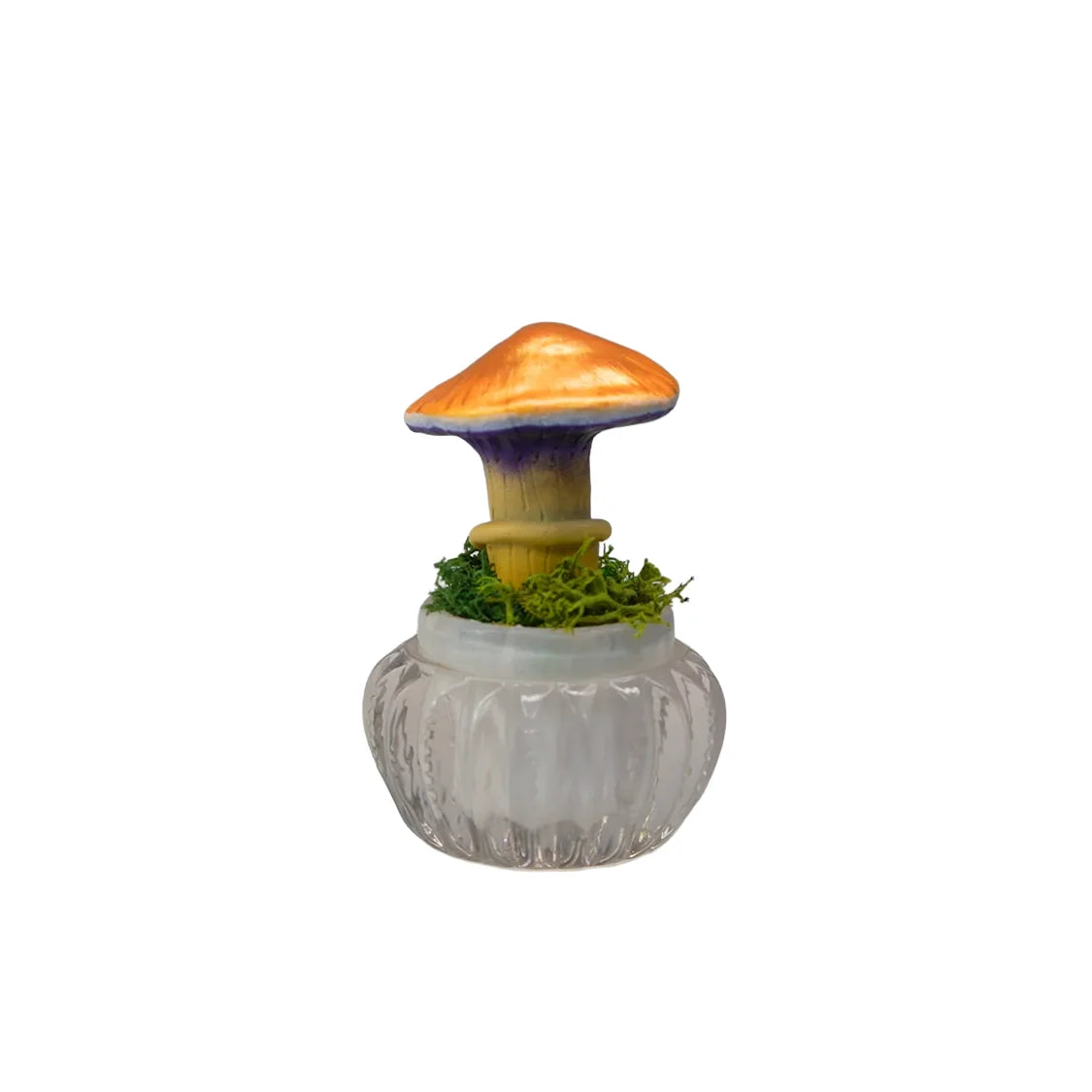 SPY26S7 • Handmade Magic Mushroom Decor Art on Thrifted Glass Base