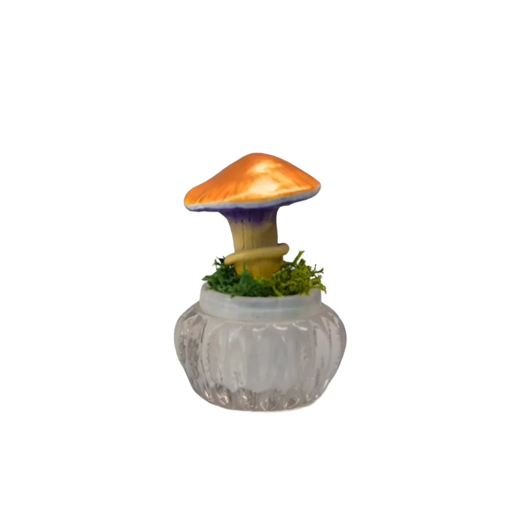 SPY26S7 • Handmade Magic Mushroom Decor Art on Thrifted Glass Base