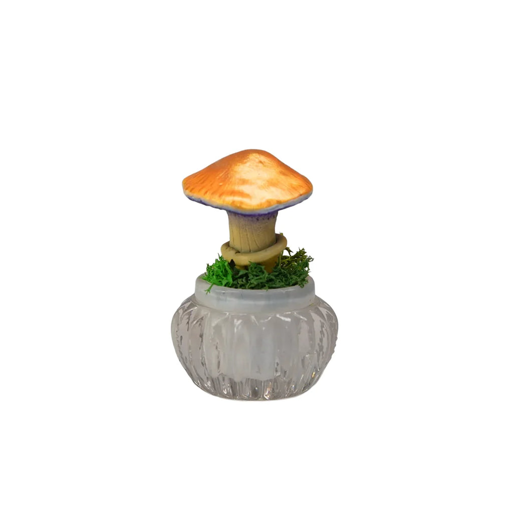 SPY26S7 • Handmade Magic Mushroom Decor Art on Thrifted Glass Base