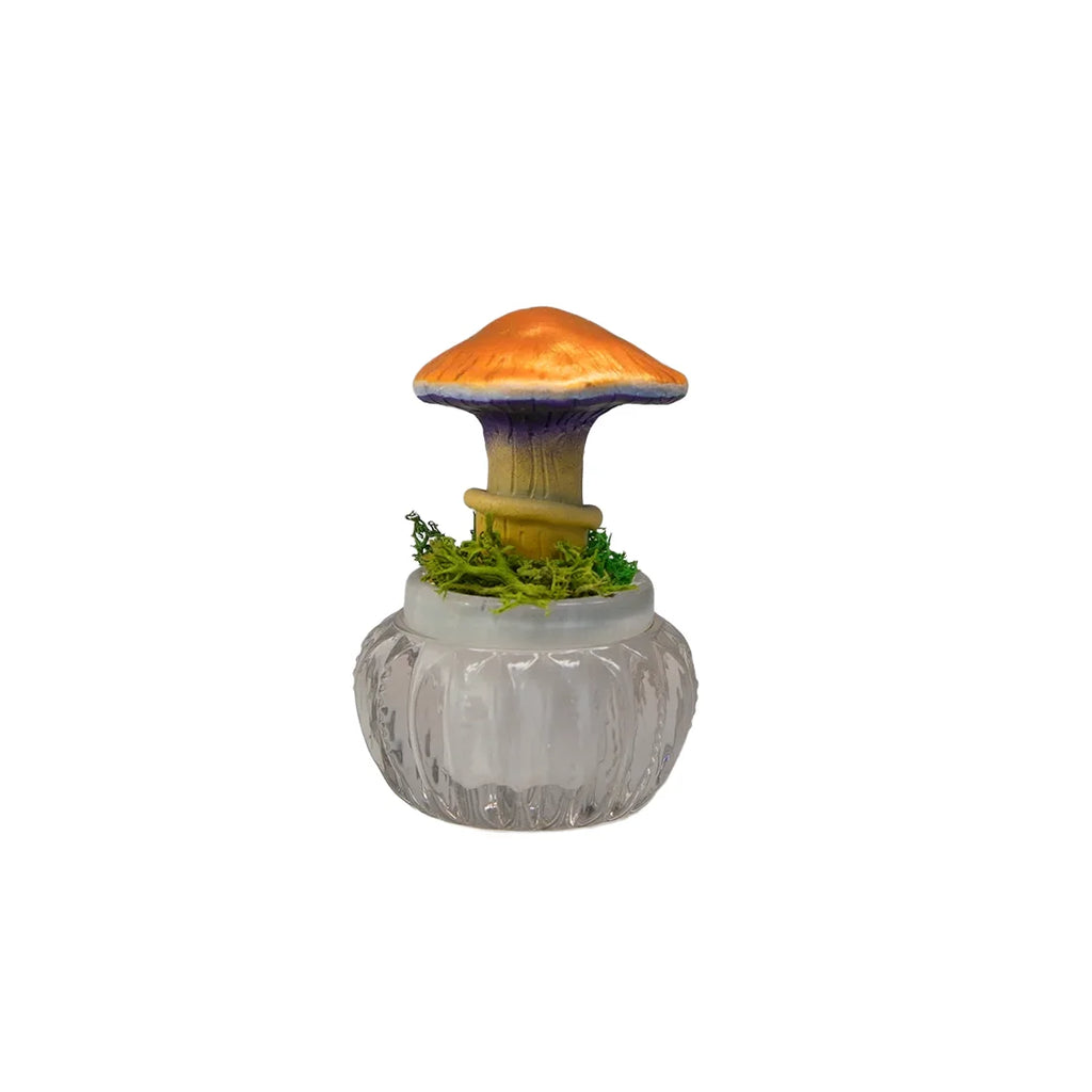 SPY26S7 • Handmade Magic Mushroom Decor Art on Thrifted Glass Base