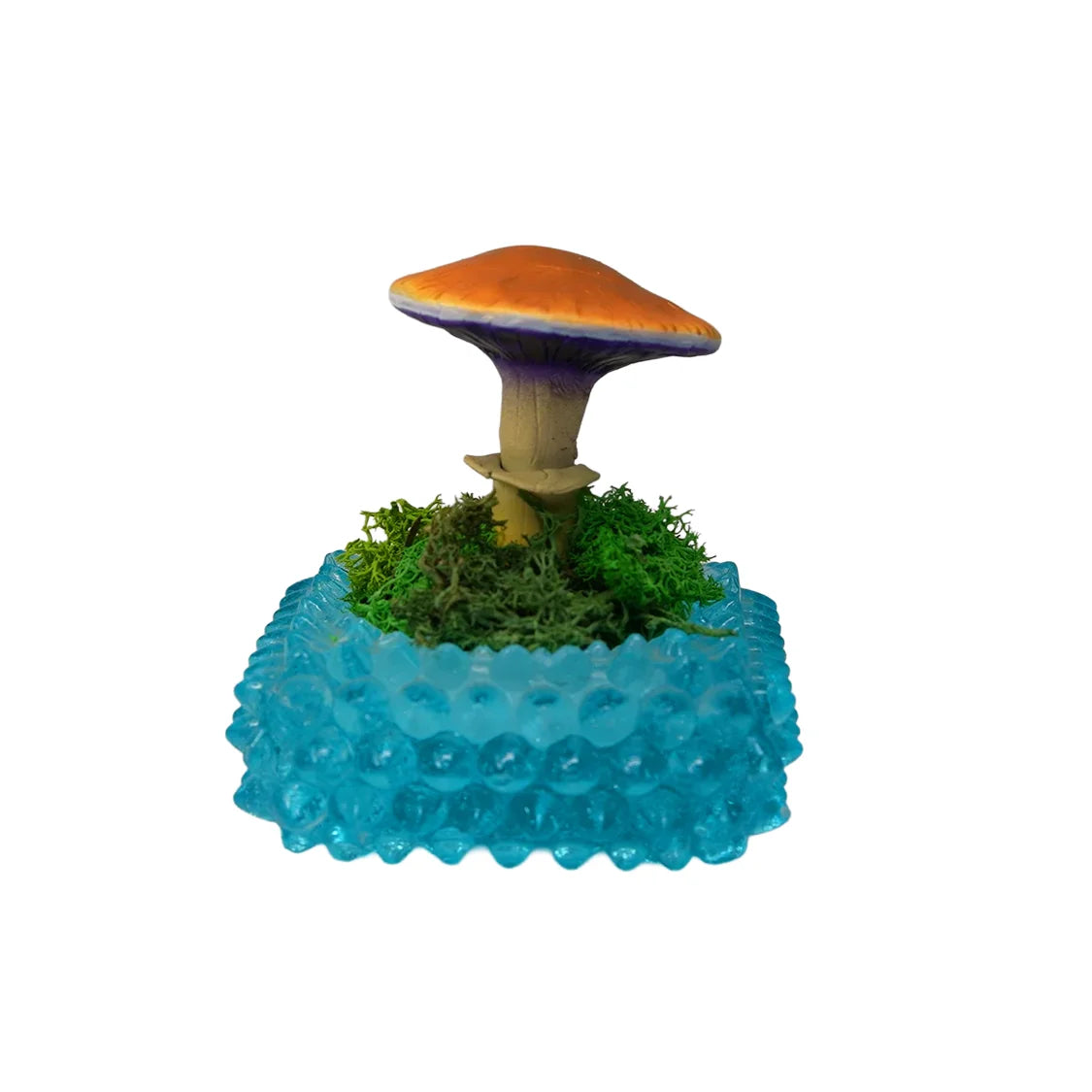 SPY26M4 • Handmade Magic Mushroom Decor on Thrifted Blue Glass Base (2 of 2)