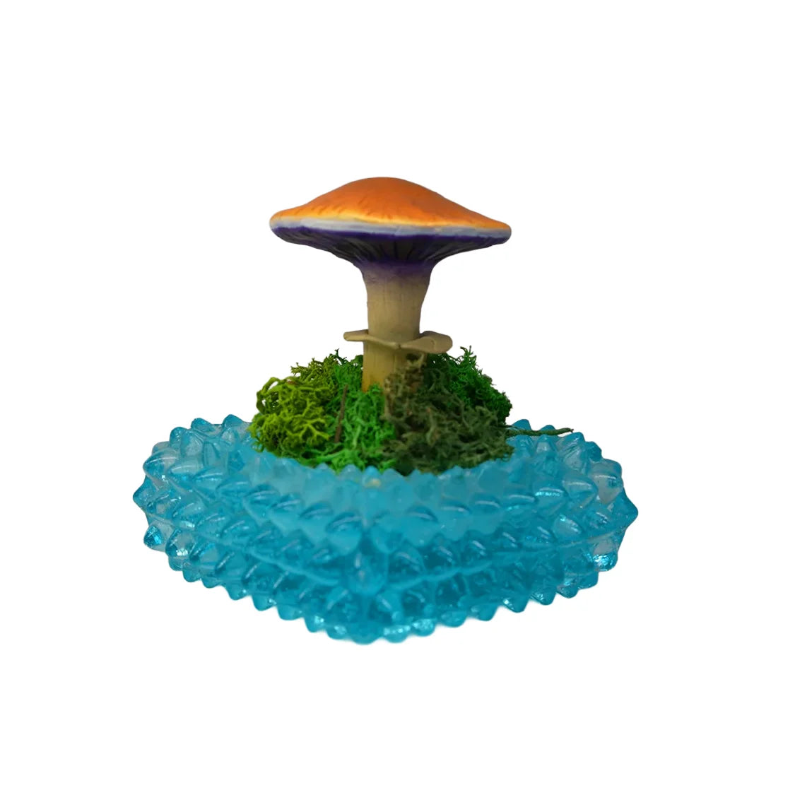 SPY26M4 • Handmade Magic Mushroom Decor on Thrifted Blue Glass Base (2 of 2)