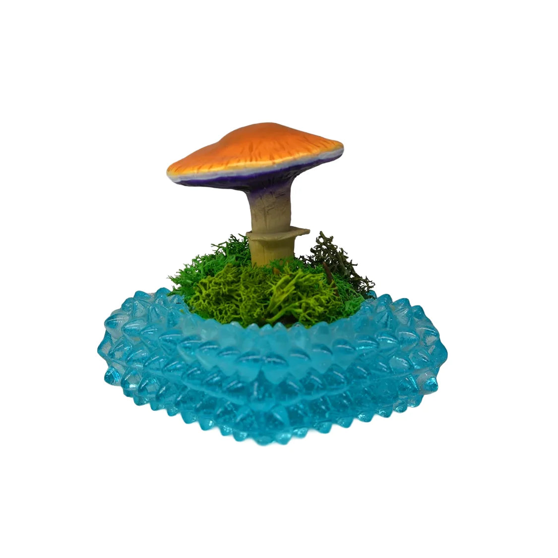 SPY26M4 • Handmade Magic Mushroom Decor on Thrifted Blue Glass Base (2 of 2)