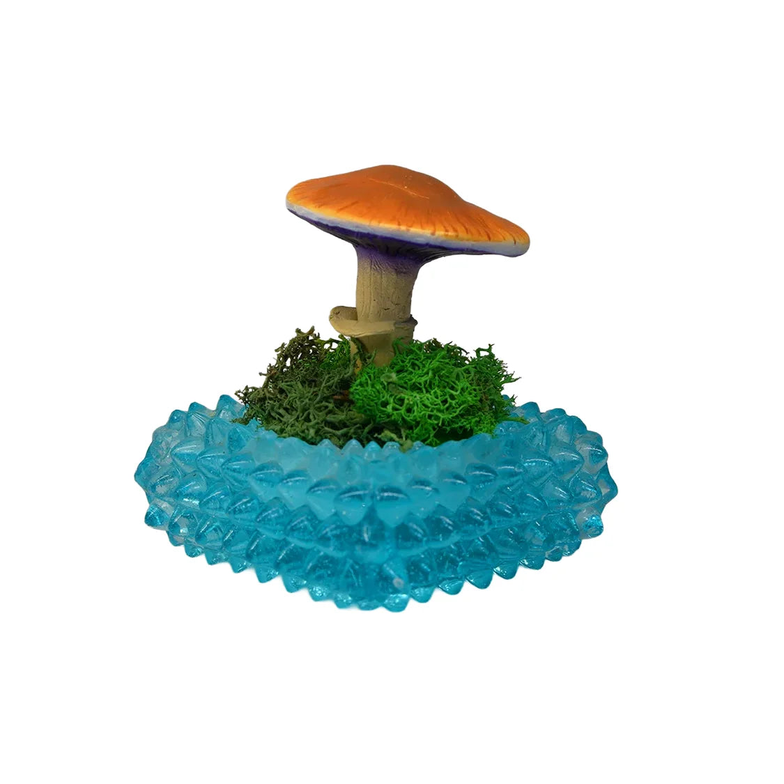 SPY26M4 • Handmade Magic Mushroom Decor on Thrifted Blue Glass Base (2 of 2)