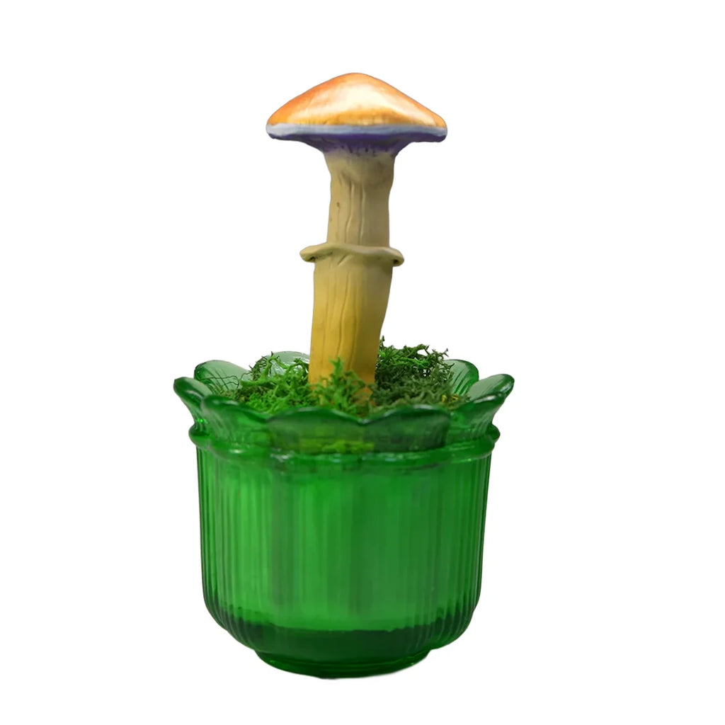 SPY26M2 • Handmade Magic Mushroom Decor on Thrifted Glass Base