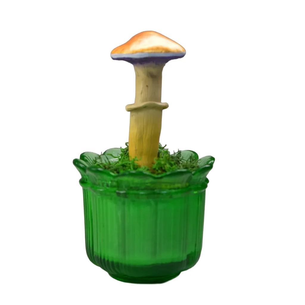 SPY26M2 • Handmade Magic Mushroom Decor on Thrifted Glass Base