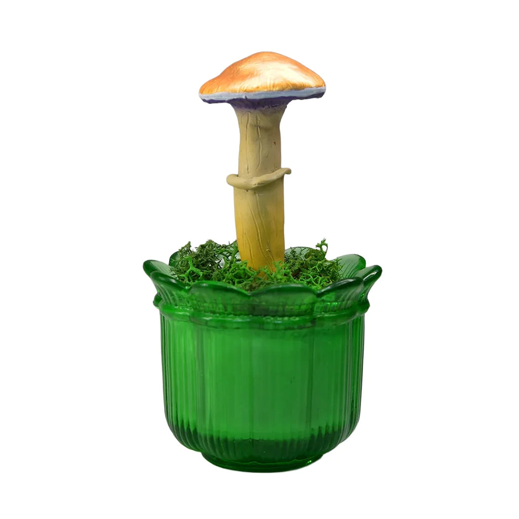 SPY26M2 • Handmade Magic Mushroom Decor on Thrifted Glass Base