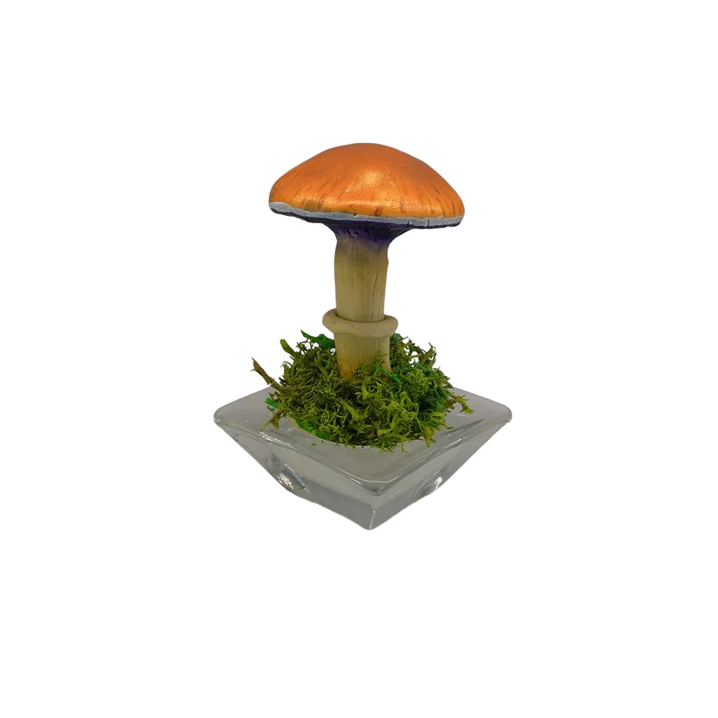 SPY26S2 • Handmade Magic Mushroom Decor on Flared Square Thrifted Glass Base (2 of 2)
