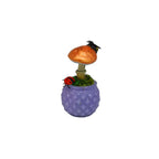 SPY26M6E • Handmade Magic Mushroom Decor on Thrifted Purple Glass Base with Bee and Ladybug Embellishments
