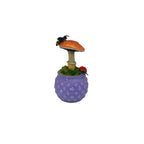 SPY26M6E • Handmade Magic Mushroom Decor on Thrifted Purple Glass Base with Bee and Ladybug Embellishments