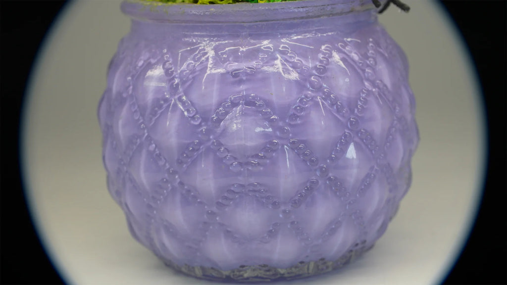 SPY26M6E • Handmade Magic Mushroom Decor on Thrifted Purple Glass Base with Bee and Ladybug Embellishments