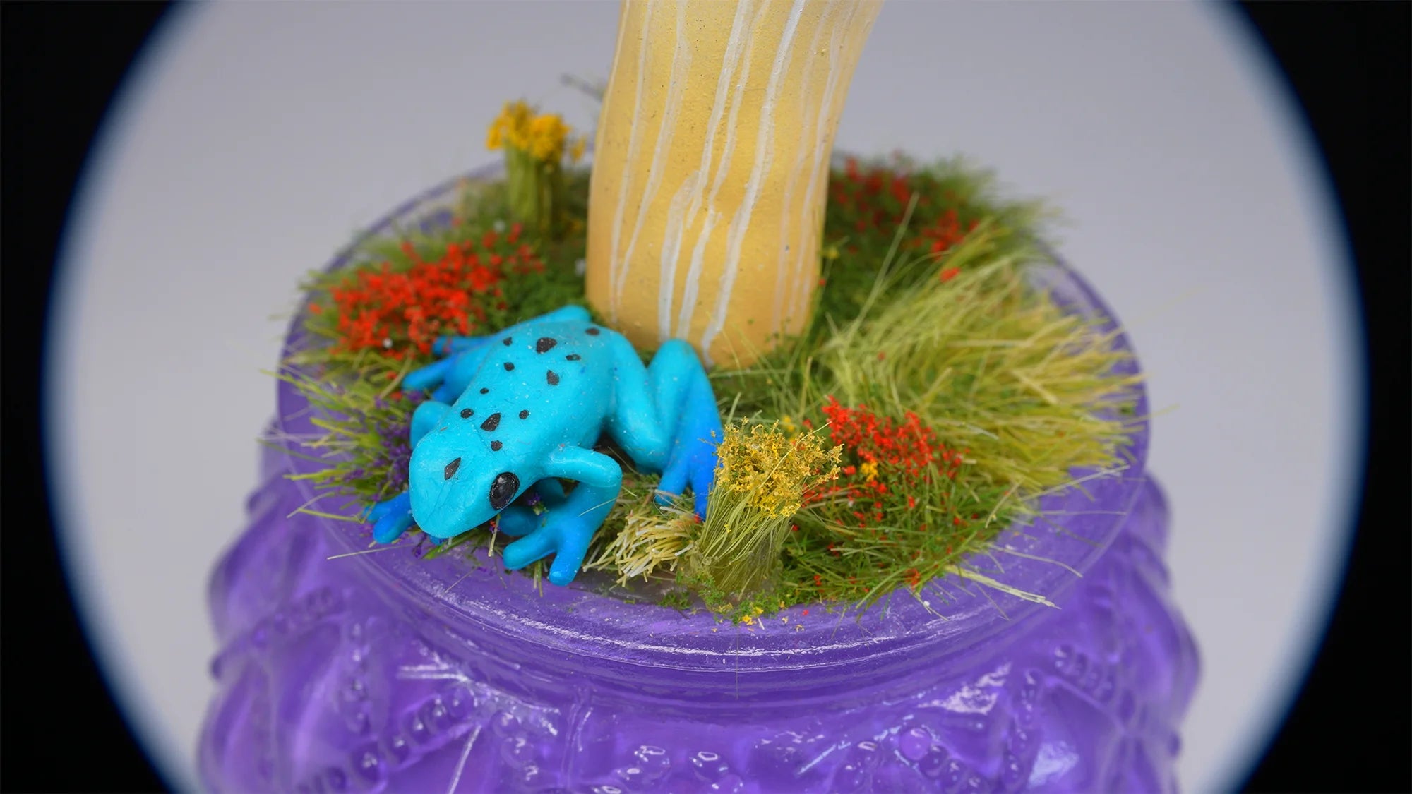 SPY26M7E • Handmade Pre-Veil Magic Mushroom Decor on Thrifted Purple Base with Frog Embellishments
