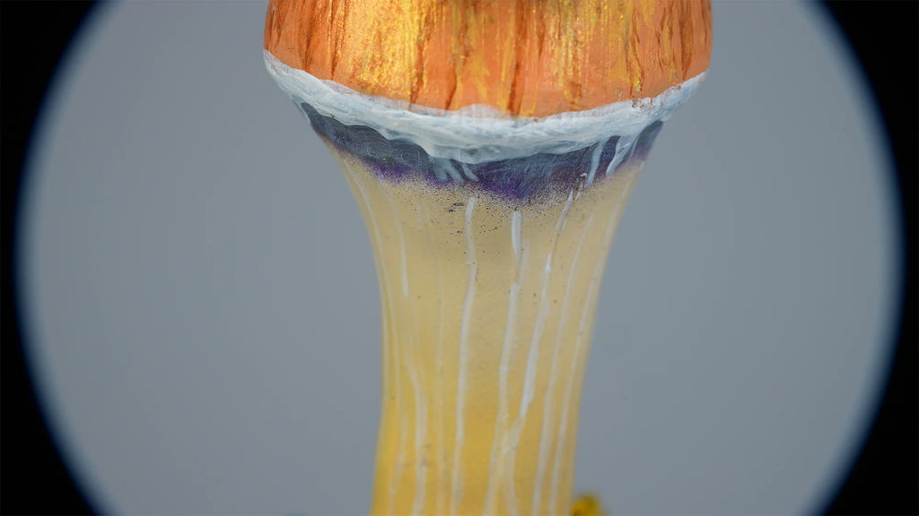 SPY26M7E • Handmade Pre-Veil Magic Mushroom Decor on Thrifted Purple Base with Frog Embellishments