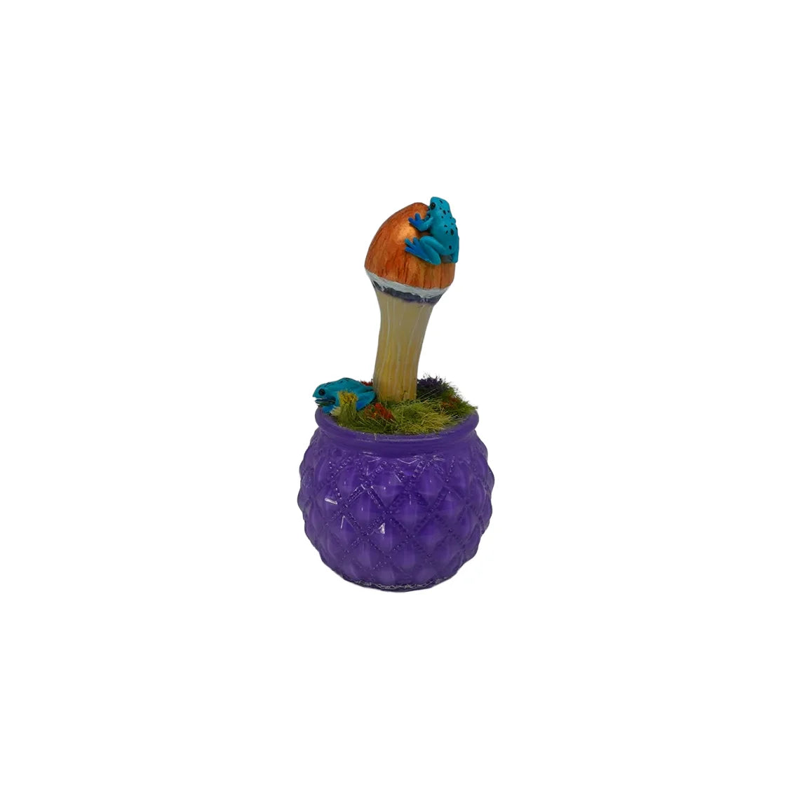 SPY26M7E • Handmade Pre-Veil Magic Mushroom Decor on Thrifted Purple Base with Frog Embellishments