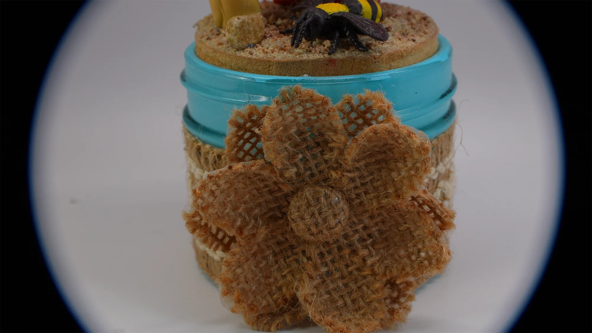 SPY26M9E • Desert Cardinal Sky Blue Mini-Mason Jar with Textile Embroidery