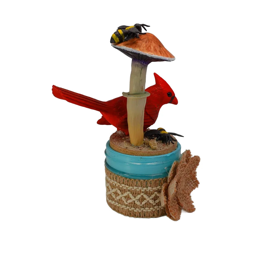 SPY26M9E • Desert Cardinal Sky Blue Mini-Mason Jar with Textile Embroidery