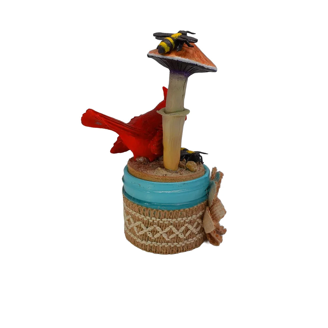 SPY26M9E • Desert Cardinal Sky Blue Mini-Mason Jar with Textile Embroidery