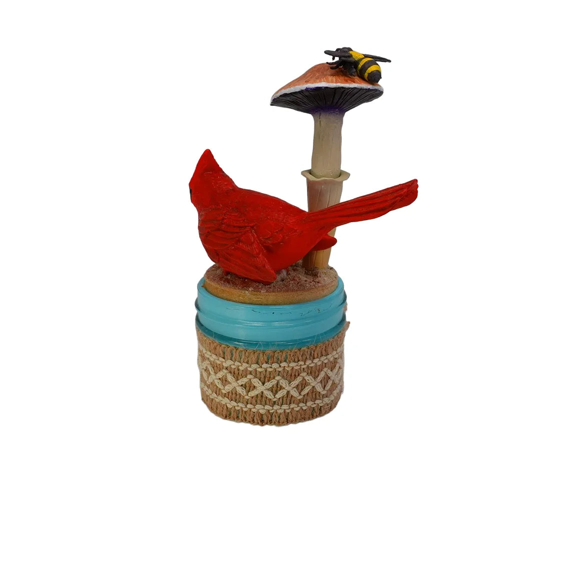 SPY26M9E • Desert Cardinal Sky Blue Mini-Mason Jar with Textile Embroidery