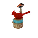 SPY26M9E • Desert Cardinal Sky Blue Mini-Mason Jar with Textile Embroidery