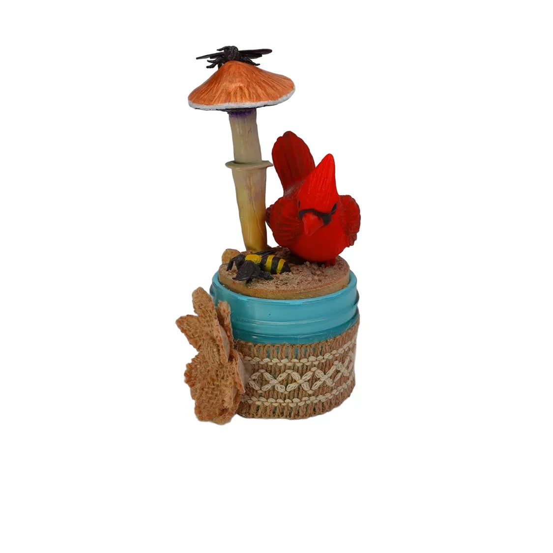 SPY26M9E • Desert Cardinal Sky Blue Mini-Mason Jar with Textile Embroidery