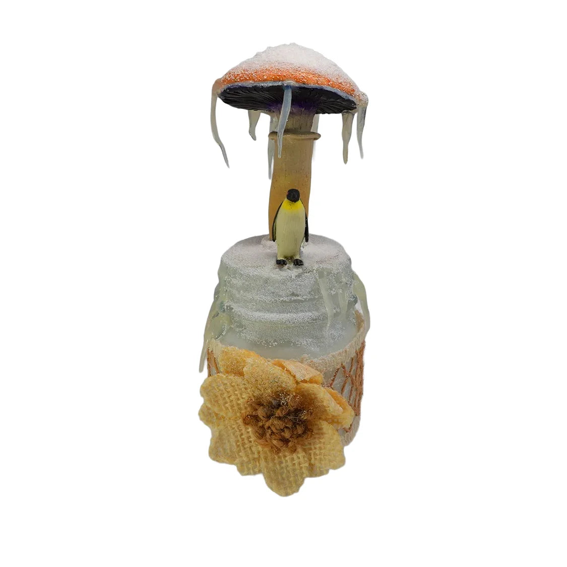 SPY26M8E • Snowy Icy Cap Mini-Mason Jar with Textile Embroidery