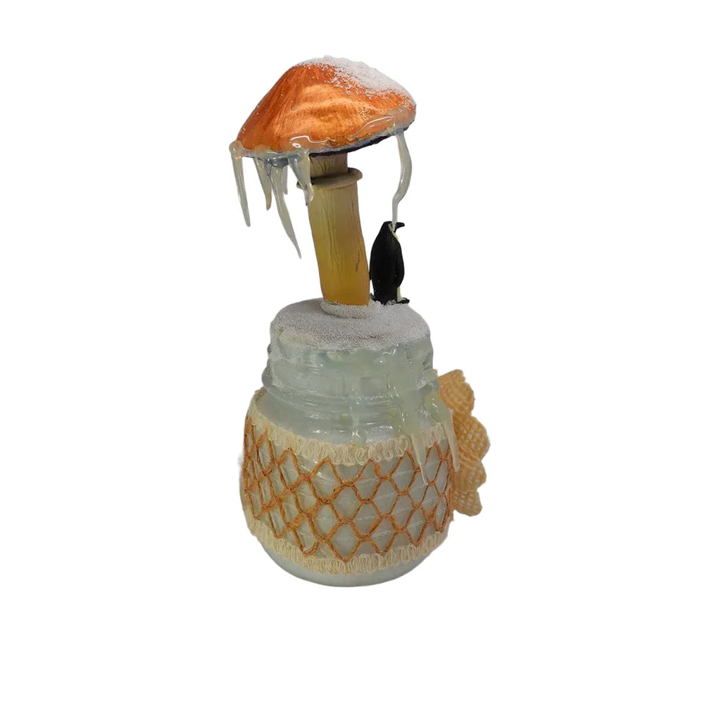 SPY26M8E • Snowy Icy Cap Mini-Mason Jar with Textile Embroidery